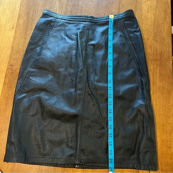 VINTAGE Genuine Leather High-waisted Pencil Skirt - Picture 8 of 8